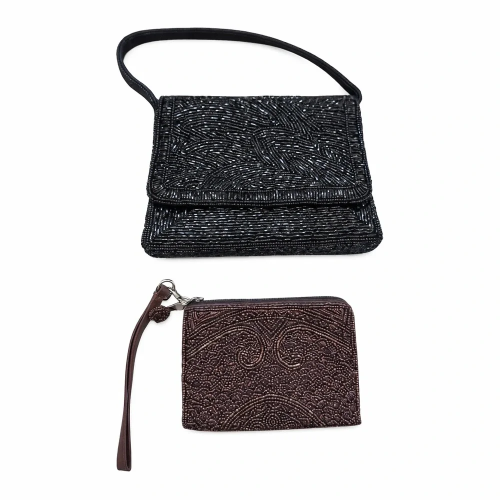 Elegant Beaded Handbag and Wristlet